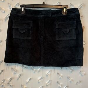 Black Suede Raw Hem Ultra Mini Skirt